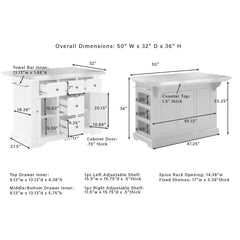 Crosley Julia Wood Top Kitchen Island - KF30025WH-NA - The Home Selection