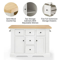 Crosley Julia Wood Top Kitchen Island - KF30025WH-NA - The Home Selection