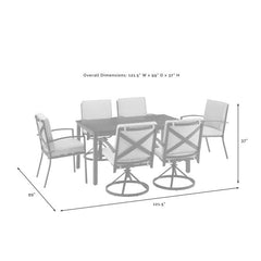 Crosley Kaplan 121.50 Inch 7pc Outdoor Metal Dining Set - KO60024BZ - The Home Selection