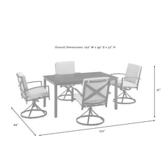 Crosley Kaplan 122 Inch 5pc Outdoor Metal Dining Set - KO60021BZ - The Home Selection