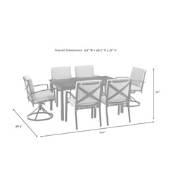 Crosley Kaplan 122 Inch 7pc Outdoor Metal Dining Set - KO60023BZ - The Home Selection