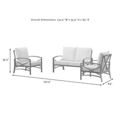 Crosley Kaplan 137.50 Inch 3pc Outdoor Metal Conversation Set - KO60011BZ - The Home Selection