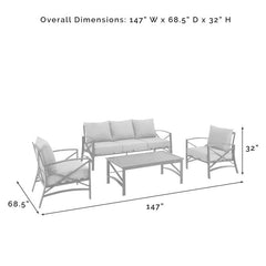 Crosley Kaplan 147 Inch 4pc Outdoor Metal Sofa Set - KO60028 - The Home Selection