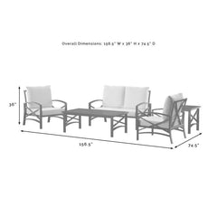 Crosley Kaplan 156.50 Inch 5pc Outdoor Metal Conversation Set - KO60015BZ - The Home Selection