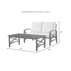 Crosley Kaplan 50 Inch 2pc Outdoor Metal Conversation Set - KO60010BZ - The Home Selection