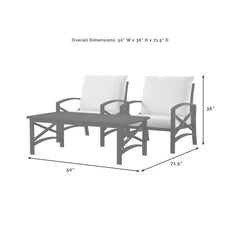 Crosley Kaplan 50 Inch 3pc Outdoor Metal Armchair Set - KO60012BZ - The Home Selection