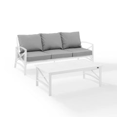 Crosley Kaplan 79 Inch 2pc Outdoor Metal Sofa Set - KO60029WH - The Home Selection