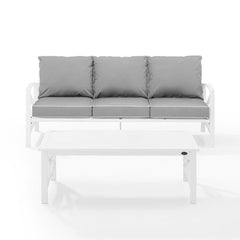Crosley Kaplan 79 Inch 2pc Outdoor Metal Sofa Set - KO60029WH - The Home Selection