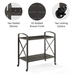 Crosley Kaplan Metal Outdoor Bar Cart - CO7390-BZ - The Home Selection