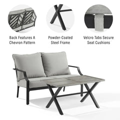 Crosley Otto 2pc Outdoor Loveseat Patio Furniture Set - CO6294MB-GY - The Home Selection