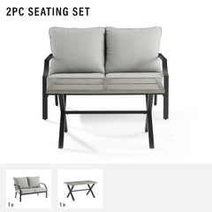 Crosley Otto 2pc Outdoor Loveseat Patio Furniture Set - CO6294MB-GY - The Home Selection