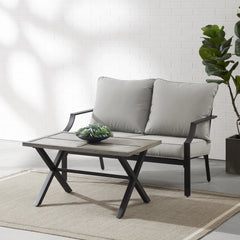 Crosley Otto 2pc Outdoor Loveseat Patio Furniture Set - CO6294MB-GY - The Home Selection