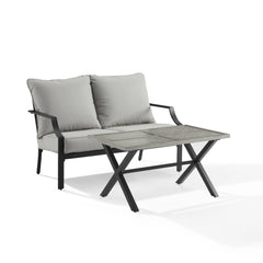 Crosley Otto 2pc Outdoor Loveseat Patio Furniture Set - CO6294MB-GY - The Home Selection