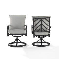 Crosley Otto 2pc Swivel Outdoor Dining Chair Set - CO6290MB-GY - The Home Selection