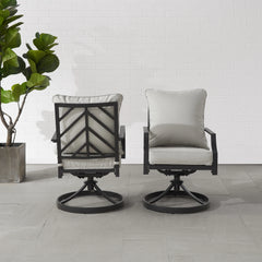 Crosley Otto 2pc Swivel Outdoor Dining Chair Set - CO6290MB-GY - The Home Selection