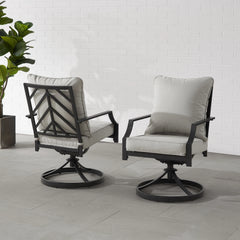 Crosley Otto 2pc Swivel Outdoor Dining Chair Set - CO6290MB-GY - The Home Selection