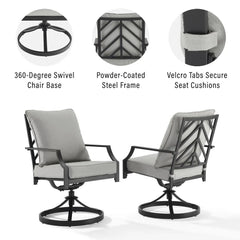 Crosley Otto 2pc Swivel Outdoor Dining Chair Set - CO6290MB-GY - The Home Selection