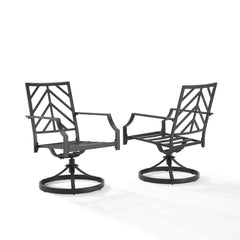 Crosley Otto 2pc Swivel Outdoor Dining Chair Set - CO6290MB-GY - The Home Selection