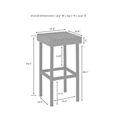 Crosley Palm Harbor 15 Inch 2pc Outdoor Wicker Bar Height Bar Stool Set - CO7108 - The Home Selection