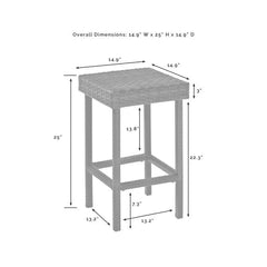 Crosley Palm Harbor 15 Inch 2pc Outdoor Wicker Counter Height Bar Stool Set - CO7107 - The Home Selection
