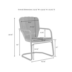 Crosley Ridgeland 23.25 Inch 2pc Outdoor Metal Armchair Set - CO1031 - The Home Selection