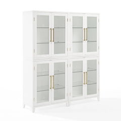 Crosley Roarke 2pc Glass Door Kitchen Pantry Storage Cabinet Set - KF33055WH - The Home Selection