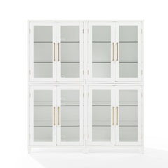 Crosley Roarke 2pc Glass Door Kitchen Pantry Storage Cabinet Set - KF33055WH - The Home Selection