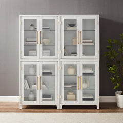 Crosley Roarke 2pc Glass Door Kitchen Pantry Storage Cabinet Set - KF33055WH - The Home Selection