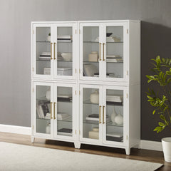 Crosley Roarke 2pc Glass Door Kitchen Pantry Storage Cabinet Set - KF33055WH - The Home Selection