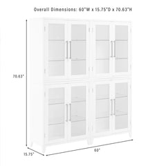 Crosley Roarke 2pc Glass Door Kitchen Pantry Storage Cabinet Set - KF33055WH - The Home Selection