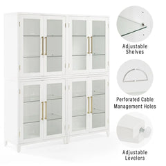 Crosley Roarke 2pc Glass Door Kitchen Pantry Storage Cabinet Set - KF33055WH - The Home Selection