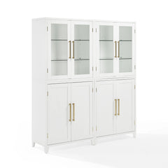 Crosley Roarke 2pc Pantry Storage Cabinet W/glass Door Hutch Set - KF33056WH - The Home Selection
