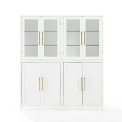 Crosley Roarke 2pc Pantry Storage Cabinet W/glass Door Hutch Set - KF33056WH - The Home Selection