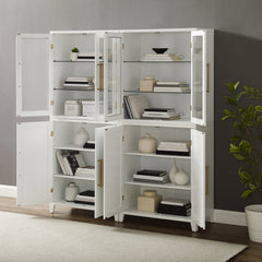 Crosley Roarke 2pc Pantry Storage Cabinet W/glass Door Hutch Set - KF33056WH - The Home Selection