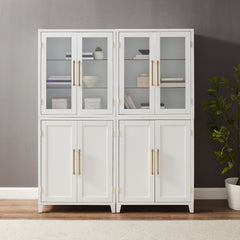 Crosley Roarke 2pc Pantry Storage Cabinet W/glass Door Hutch Set - KF33056WH - The Home Selection