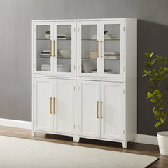 Crosley Roarke 2pc Pantry Storage Cabinet W/glass Door Hutch Set - KF33056WH - The Home Selection