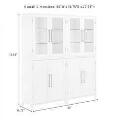 Crosley Roarke 2pc Pantry Storage Cabinet W/glass Door Hutch Set - KF33056WH - The Home Selection