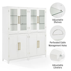 Crosley Roarke 2pc Pantry Storage Cabinet W/glass Door Hutch Set - KF33056WH - The Home Selection