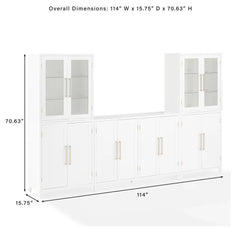Crosley Roarke 3Pc Sideboard And Pantry Set W/ Glass Door Hutch - KF33059WH - The Home Selection