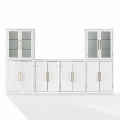 Crosley Roarke 3Pc Sideboard And Pantry Set W/ Glass Door Hutch - KF33059WH - The Home Selection