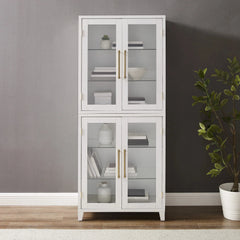 Crosley Roarke Glass Door Kitchen Pantry Storage Cabinet - KF33052WH - The Home Selection
