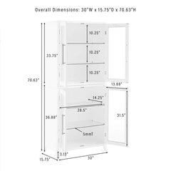 Crosley Roarke Glass Door Kitchen Pantry Storage Cabinet - KF33052WH - The Home Selection