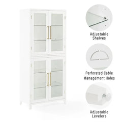 Crosley Roarke Glass Door Kitchen Pantry Storage Cabinet - KF33052WH - The Home Selection