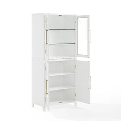 Crosley Roarke Pantry Storage Cabinet With Glass Door Hutch - KF33053WH - The Home Selection
