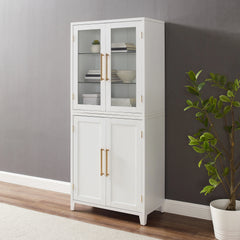 Crosley Roarke Pantry Storage Cabinet With Glass Door Hutch - KF33053WH - The Home Selection