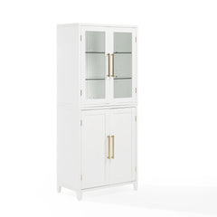 Crosley Roarke Pantry Storage Cabinet With Glass Door Hutch - KF33053WH - The Home Selection