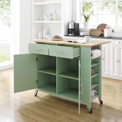 Crosley Savannah 42 Inch Transitional Design Wood Top Drop Leaf Kitchen Island or Cart, Black - CF3031NA - The Home Selection