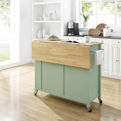 Crosley Savannah 42 Inch Transitional Design Wood Top Drop Leaf Kitchen Island or Cart, Black - CF3031NA - The Home Selection