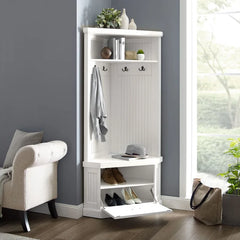 Crosley Seaside Corner Hall Tree - CF6020-WH - The Home Selection