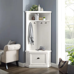 Crosley Seaside Corner Hall Tree - CF6020-WH - The Home Selection